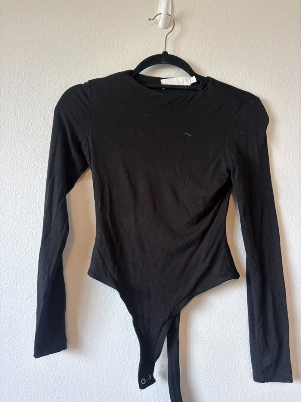 MESHKI Black Long-Sleeve Crewneck Bodysuit - Size XS